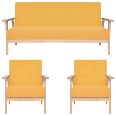 Ensemble de canapés 3 pcs Tissu Jaune