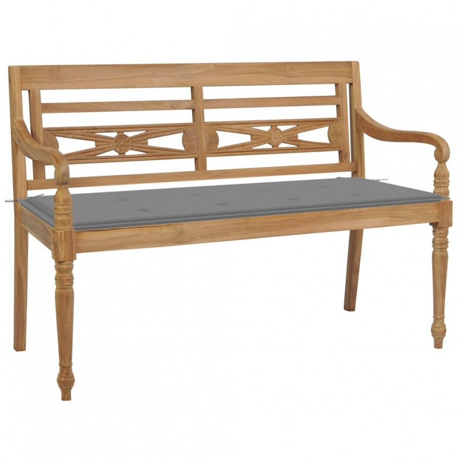 Banc Batavia avec coussin gris 120 cm...