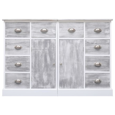 Buffet avec 10 tiroirs Gris 113x30x79 cm Bois 2