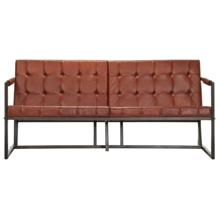 Canapé à 3 places Marron Cuir de chèvre véritable 2