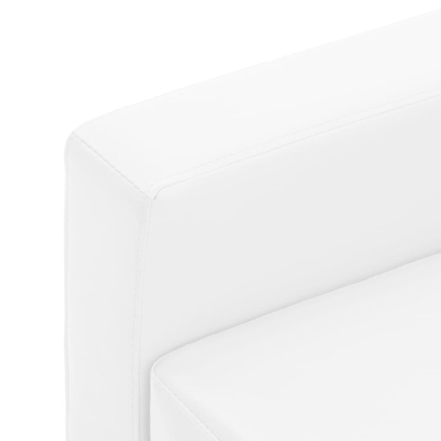 Canapé à 3 places avec repose-pied Blanc Similicuir