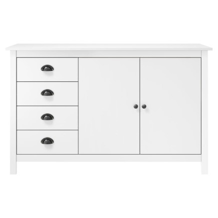 Buffet Hill Blanc 130x40x80 cm Bois de pin solide 2