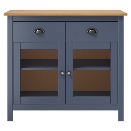 Buffet Hill Gris 90x40x80 cm Bois de pin solide 2