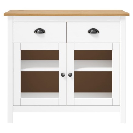 Buffet Hill Blanc 90x40x80 cm Bois de pin solide 2