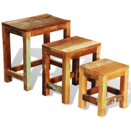 Table gigogne 3 pcs vintage Bois de récupération
