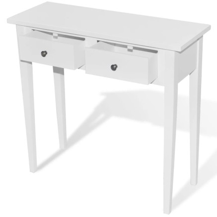 Table de console et coiffeuse avec 2 tiroirs Blanc 2