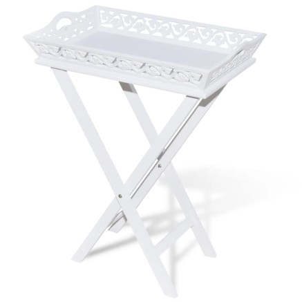 Table d'appoint avec plateau Blanc 2