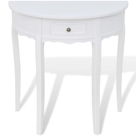 Table console avec tiroir Demi-ronde Blanc 2