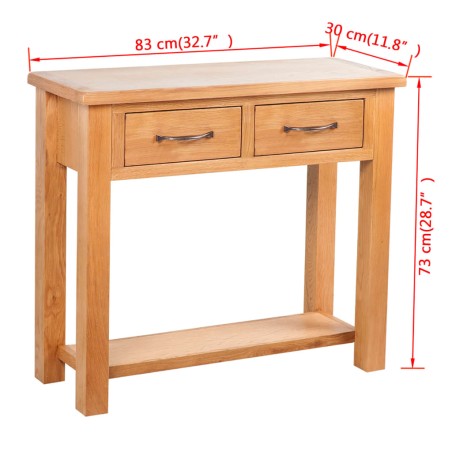 Table console avec 2 tiroirs 83x30x73 cm Bois de chêne massif