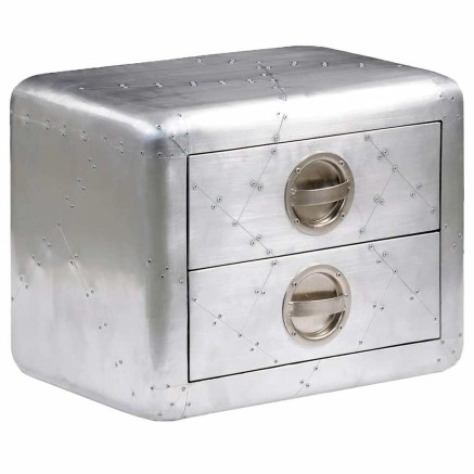 Table de coin avec 2 tiroirs vintage style d'aviation 2