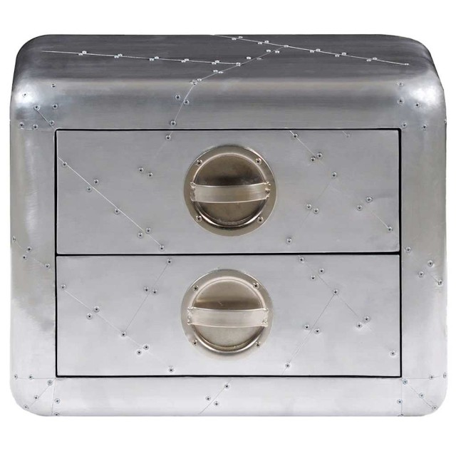 Table de coin avec 2 tiroirs vintage style d'aviation