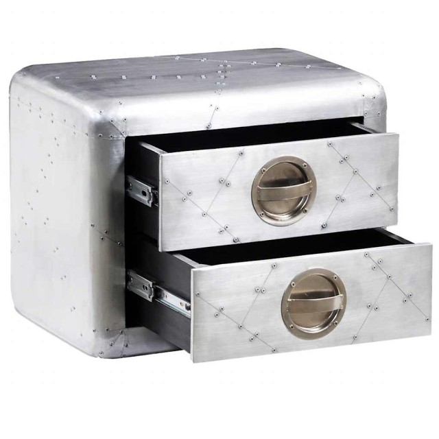 Table de coin avec 2 tiroirs vintage style d'aviation