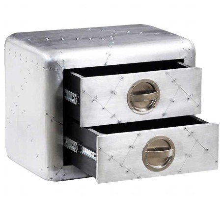 Table de coin avec 2 tiroirs vintage style d'aviation
