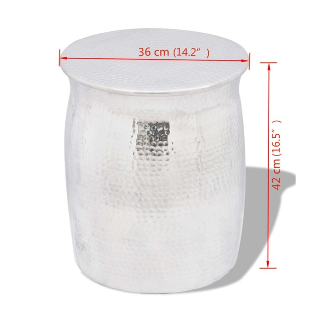 Table basse/tabouret martelé en aluminium Argenté