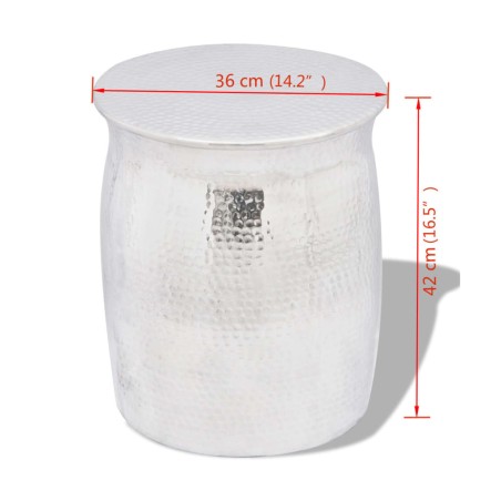 Table basse/tabouret martelé en aluminium Argenté