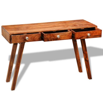 Table console avec 3 tiroirs 76 cm Bois massif 2