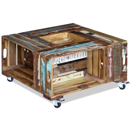 Table basse Bois de récupération massif 70x70x35 cm 2