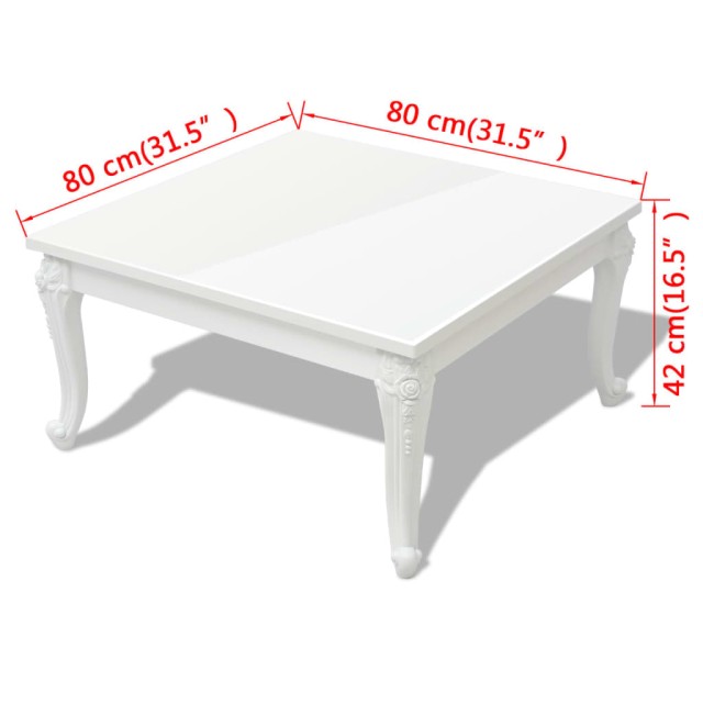 Table basse 80x80x42 cm Blanc brillant