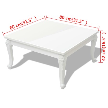 Table basse 80x80x42 cm Blanc brillant