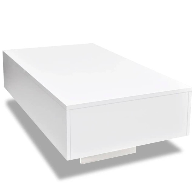 Table basse blanc brillant