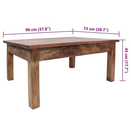 Table basse bois d'acajou massif 96x73x45 cm