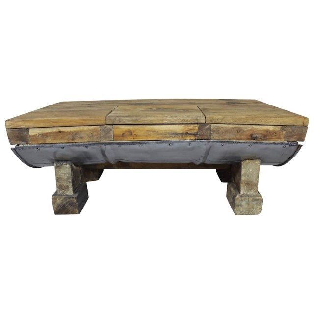 Table basse bois de récupération mélangé 90x50x35 cm