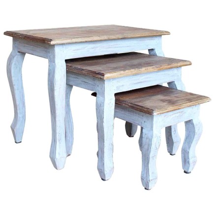 Ensemble de tables gigognes 3 pcs bois d'acajou massif
