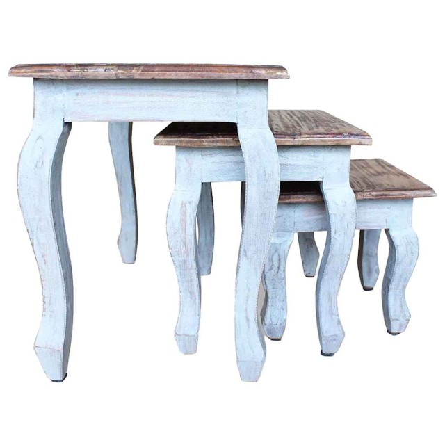 Ensemble de tables gigognes 3 pcs bois d'acajou massif