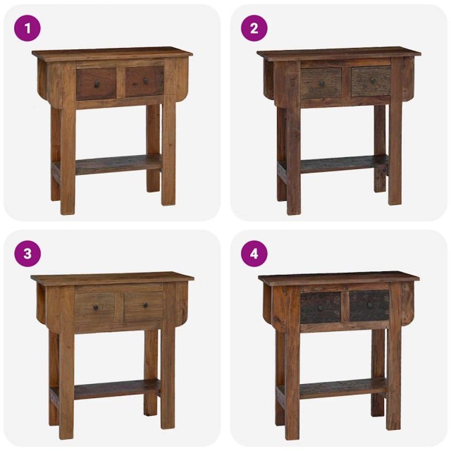 Table console bois de récupération mélangé 80x35x80 cm