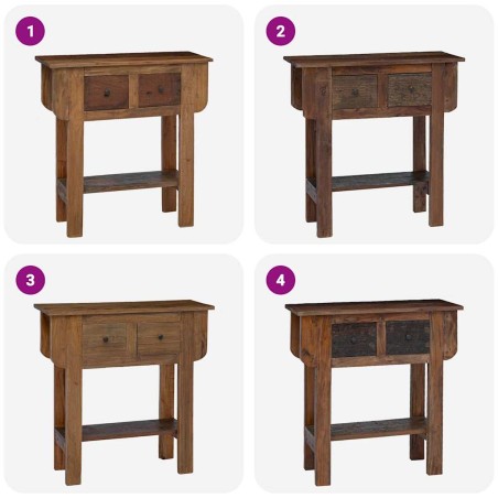 Table console bois de récupération mélangé 80x35x80 cm