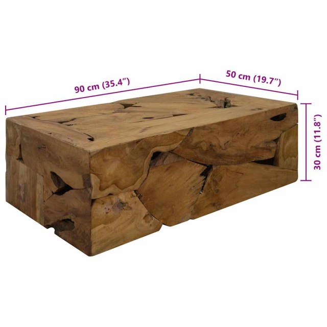 Table basse 90x50x30 cm Teck véritable Marron