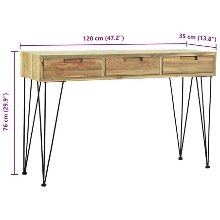 Table console 120x35x76 cm Teck massif
