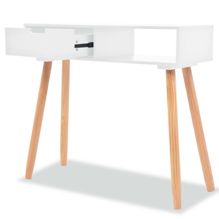 Table console Bois de pin massif 80 x 30 x 72 cm Blanc 2