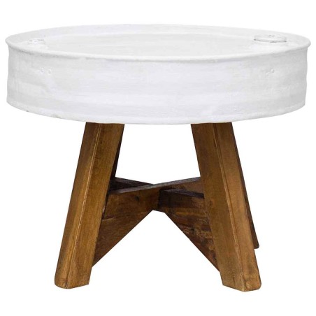 Table basse Bois de récupération massif 60x45 cm Blanc