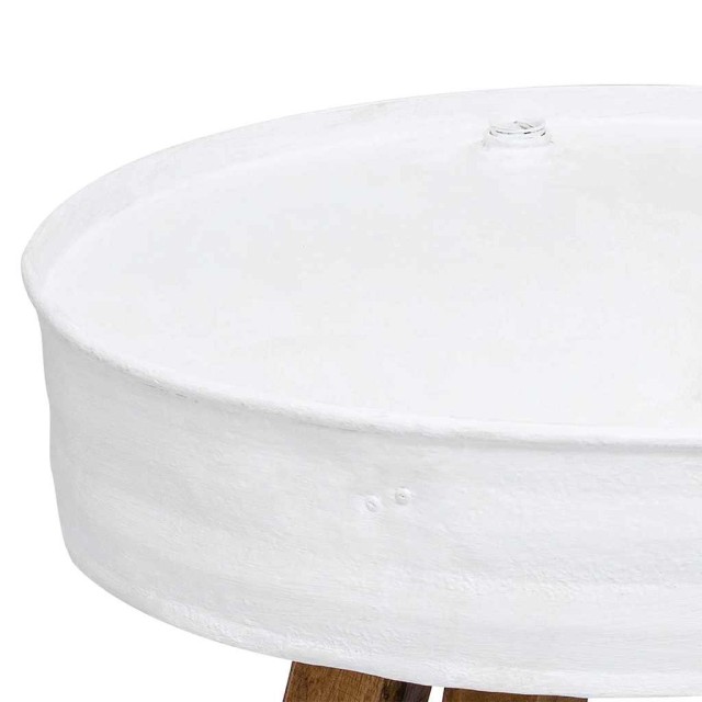 Table basse Bois de récupération massif 60x45 cm Blanc