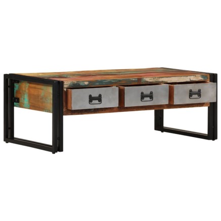 Table basse avec 3 tiroirs Bois de récupération 100x50x35 cm 2