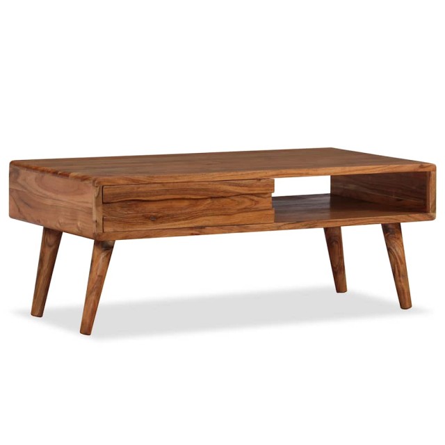 Table basse Bois massif avec tiroir sculpté 100x50x40 cm
