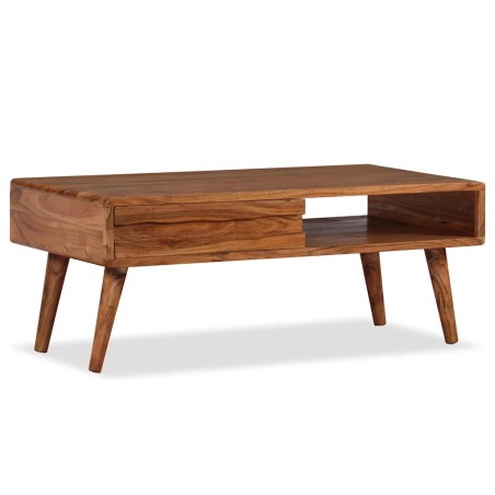 Table basse Bois massif avec tiroir sculpté 100x50x40 cm