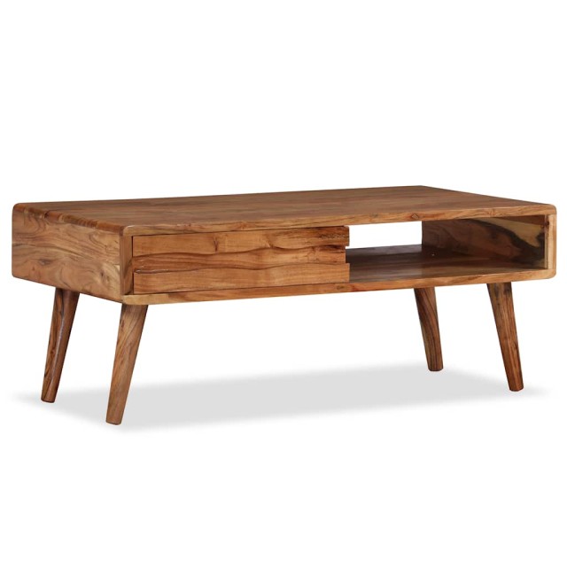 Table basse Bois massif avec tiroir sculpté 100x50x40 cm