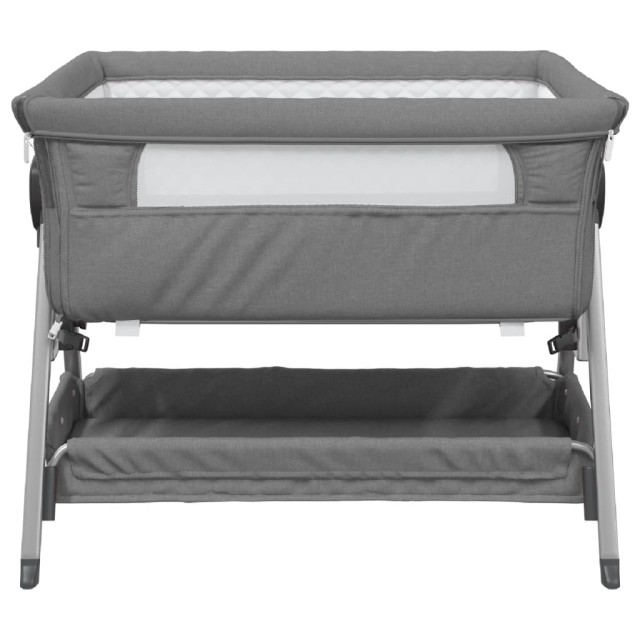 Lit pour bébé avec matelas Gris foncé Tissu de lin