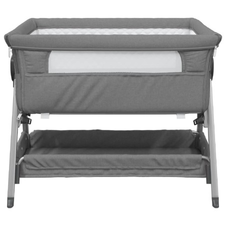 Lit pour bébé avec matelas Gris foncé Tissu de lin