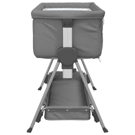 Lit pour bébé avec matelas Gris foncé Tissu de lin