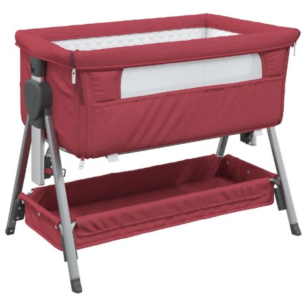 Lit pour bébé avec matelas Rouge Tissu de lin 2