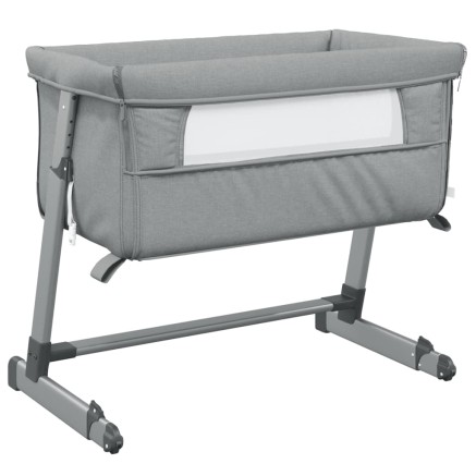 Lit pour bébé avec matelas Gris clair Tissu de lin 2
