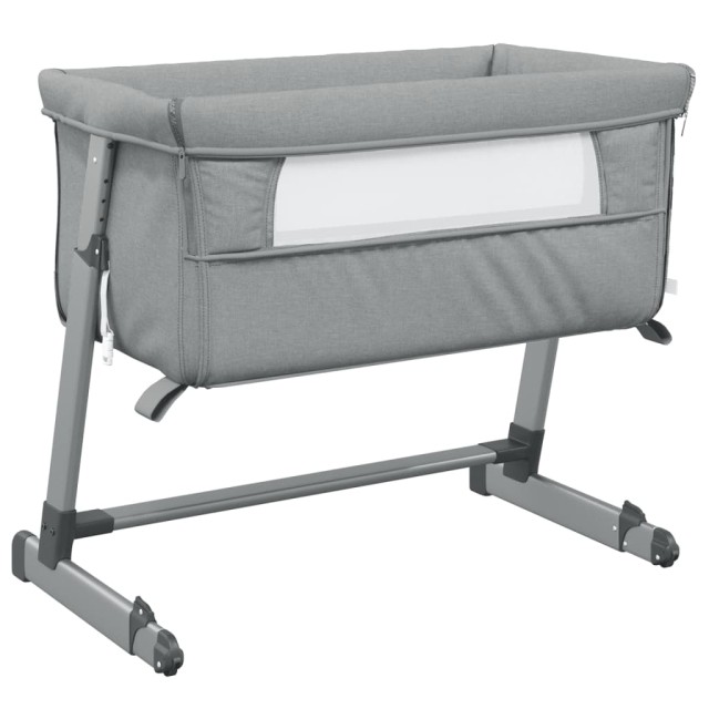 Lit pour bébé avec matelas Gris clair Tissu de lin