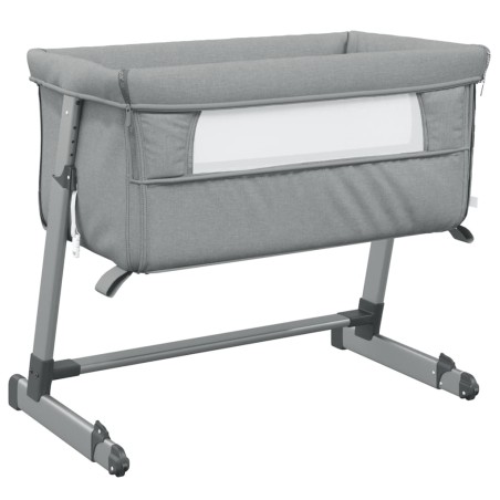Lit pour bébé avec matelas Gris clair Tissu de lin
