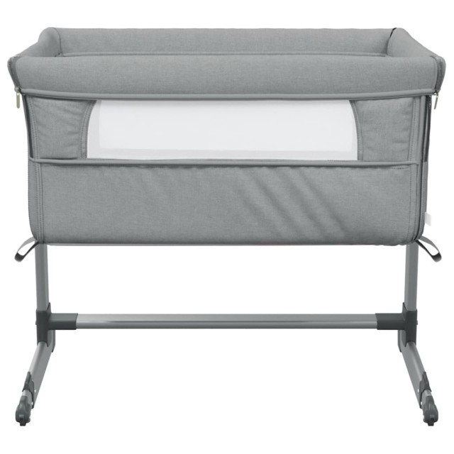 Lit pour bébé avec matelas Gris clair Tissu de lin