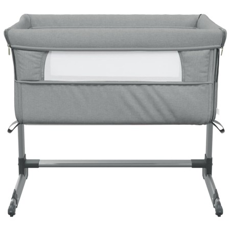 Lit pour bébé avec matelas Gris clair Tissu de lin