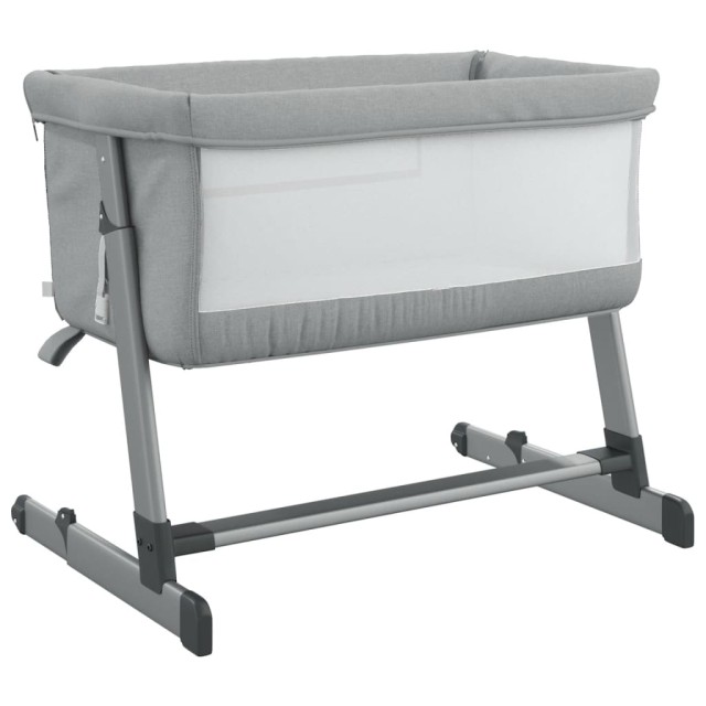 Lit pour bébé avec matelas Gris clair Tissu de lin