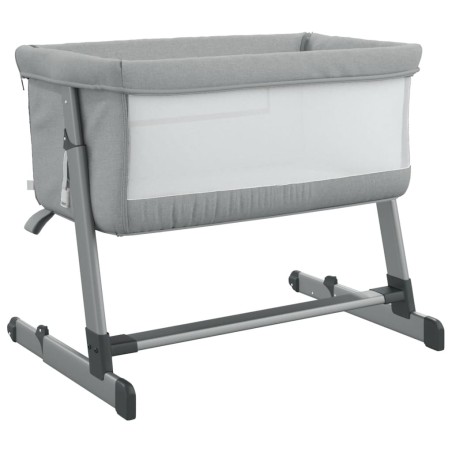 Lit pour bébé avec matelas Gris clair Tissu de lin
